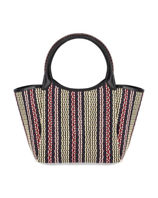 Emporio Armani Red Gewebte Einkaufstasche Mit Ea Logo