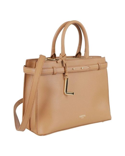 Lancel Natural Faubourg Lederhandtasche Mit Frontgurt