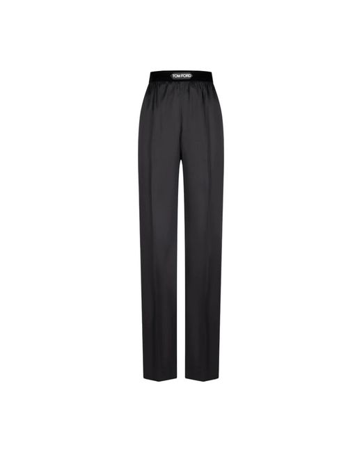 Tom Ford Stretch Zijde Satijnen Pyjamabroek in het Black