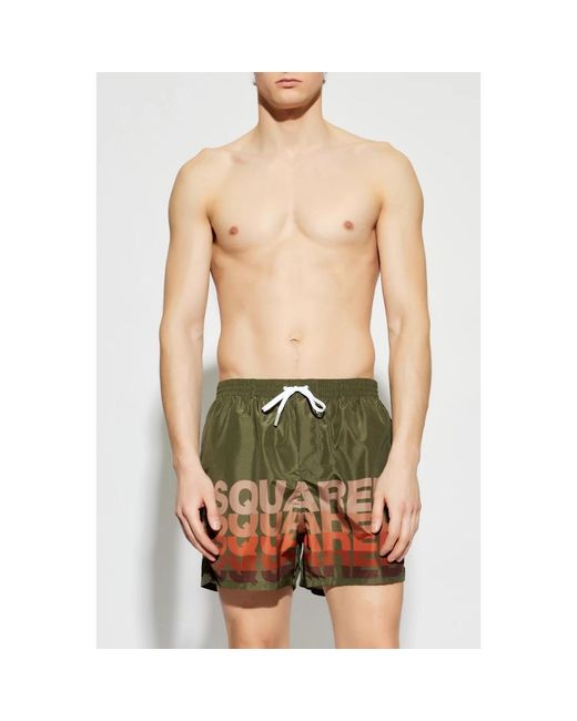 DSquared² Badmode ,Groen ,Polyester Logo Zwemshorts in het Green voor heren