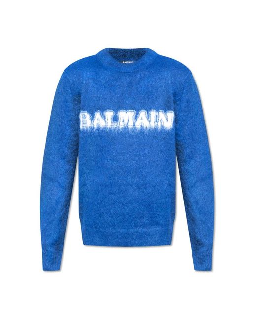 Maglione con logo di Balmain in Blue da Uomo