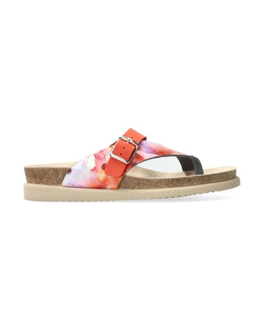 Mephisto Schoenen ,Veelkleurig ,Leer Teenslipper Met Kurkzool in het Pink