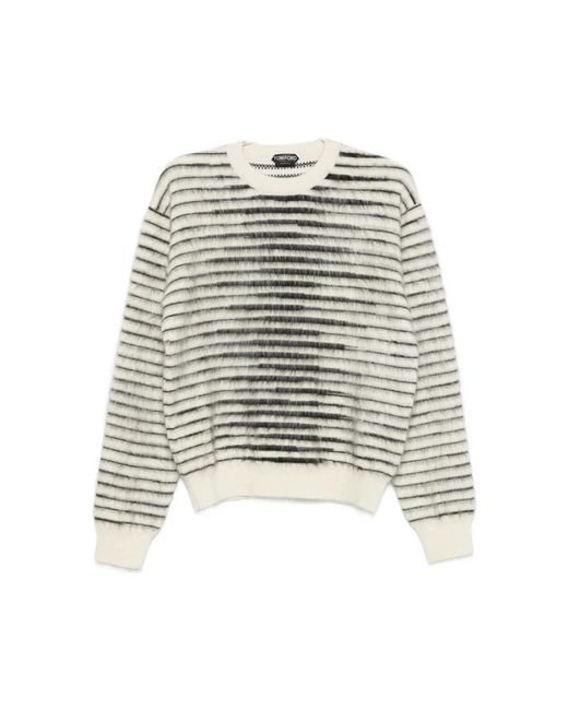 Tom Ford Rundhals-Strickpullover in White für Herren