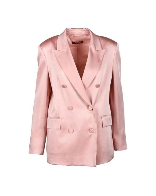 Max Mara Pink Satin Doppelreiher Jacke