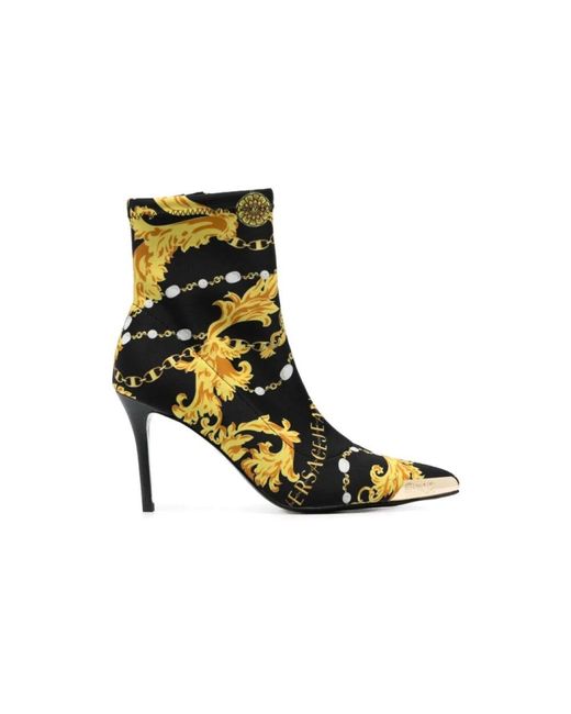 Versace Jeans Couture Black Schwarze barockprint stiefeletten