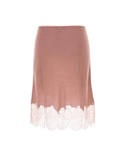 Fendi Pink Spitzenbesetzter Strickrock