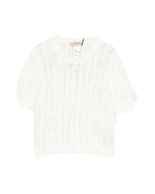 Twinset White Round-Neck Knitwear
