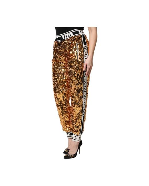 Dolce & Gabbana Black Metallic Gold Dg Logo Sequined Jogger Pants