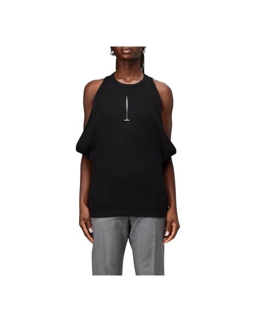 Alexander McQueen Black Schwarzes Geripptes Ärmelloses Top