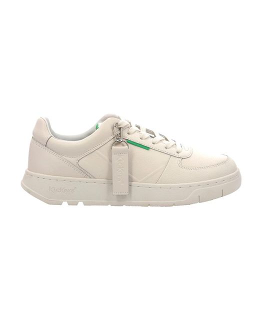 Kickers Schoenen ,Wit ,Leer Lage Top Sneakers Kick Allow in het White