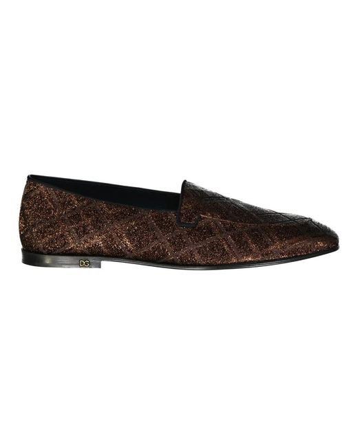 Dolce & Gabbana Jacquard loafers mit gold-logo in Brown für Herren