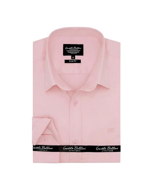Gentile Bellini Business smart satin hemd für männer slim fit in Pink für Herren