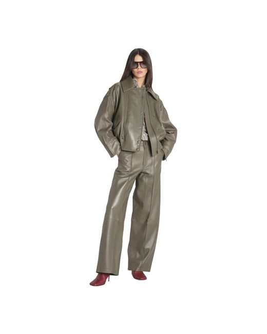 IVY & OAK Green Leather Jackets