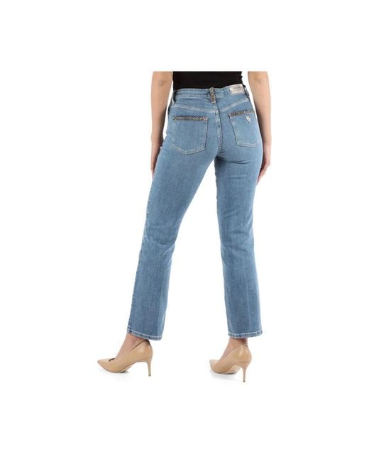 Guess Blue Mid rise straight jeans mit perlenlogo
