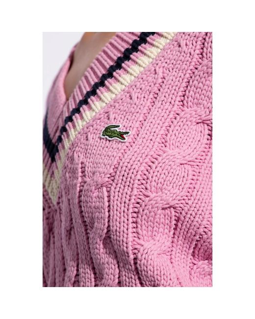 Lacoste Pink Pullover mit logo-patch
