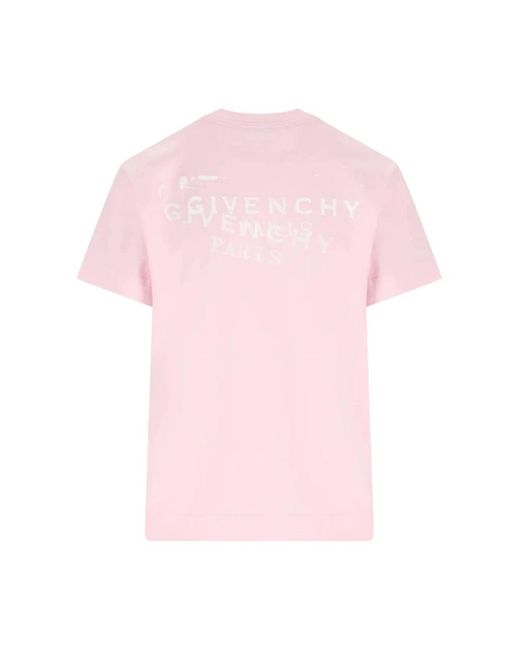 Givenchy Tops ,Roze ,Katoen T-Shirt Van Katoen Met Stamp-Print in het Pink
