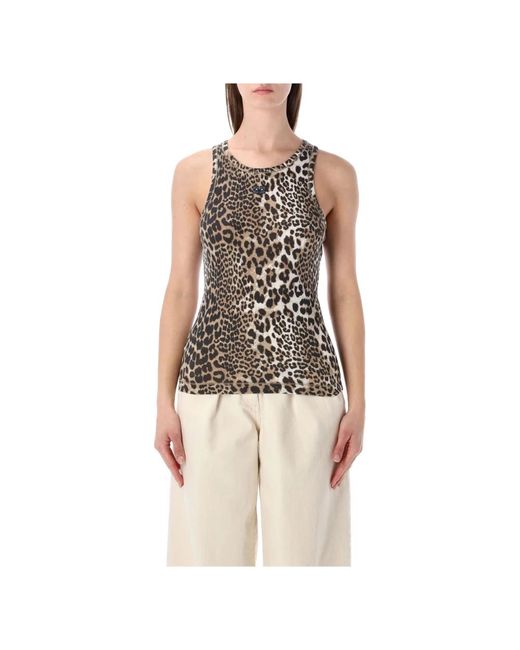 Ganni Natural Sleeveless Tops