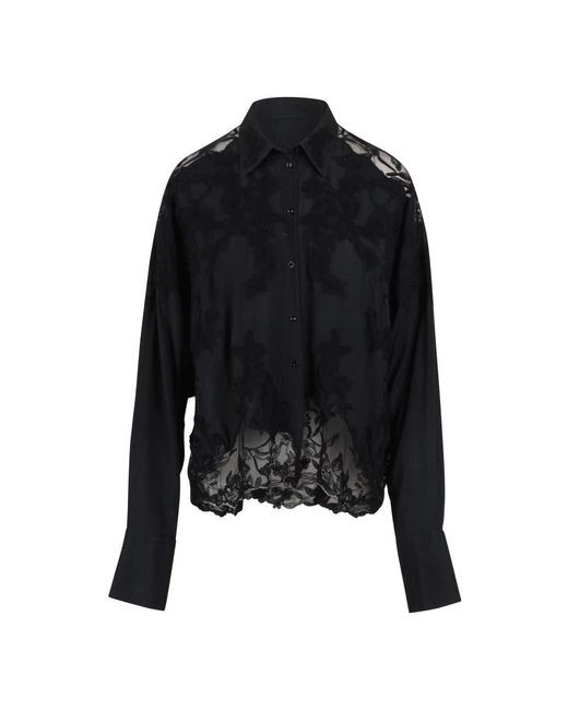 Ermanno Scervino Bloemen Geborduurde Viscose Blouse in het Black