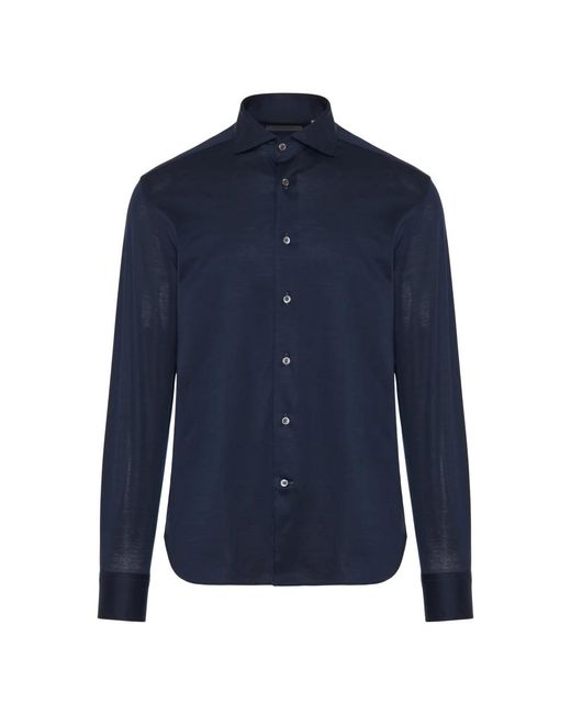 Corneliani Italienisches Baumwollhemd in Blue für Herren