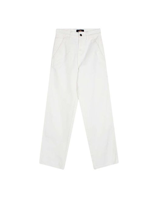 Dickies White Straight Trousers