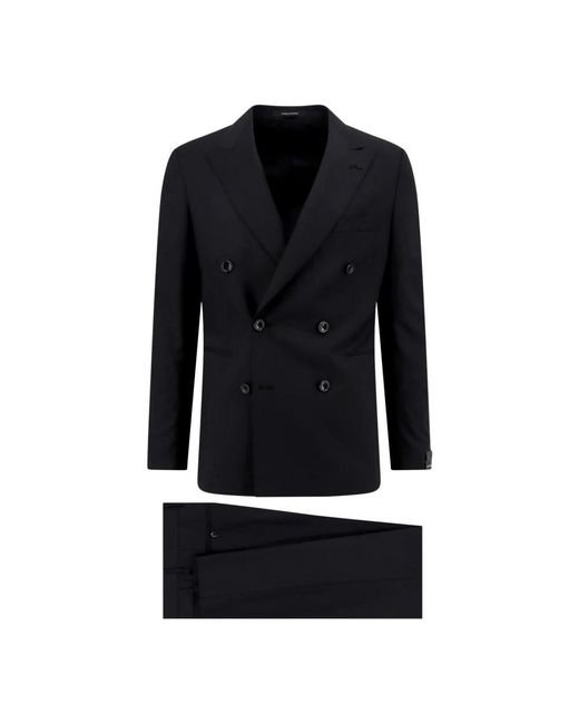 Tagliatore Double-Breasted Virgin Wool Suit in het Black voor heren