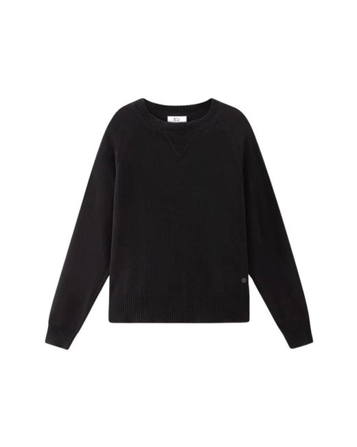 Woolrich Black Klassischer Rundhalspullover