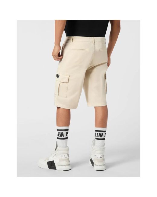 Philipp Plein Korte Broeken ,Katoen Cargo Shorts in het Natural voor heren