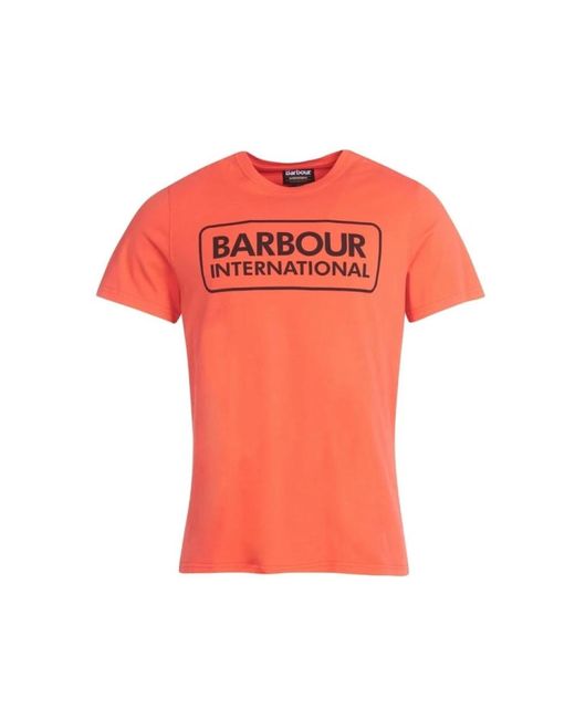 Barbour Tops ,Oranje ,Katoen Essential Large Logo T-Shirt Intense in het Pink voor heren
