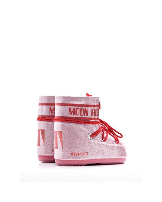 Moon Boot Pink Glitzernde schneestiefel mit warmem futter