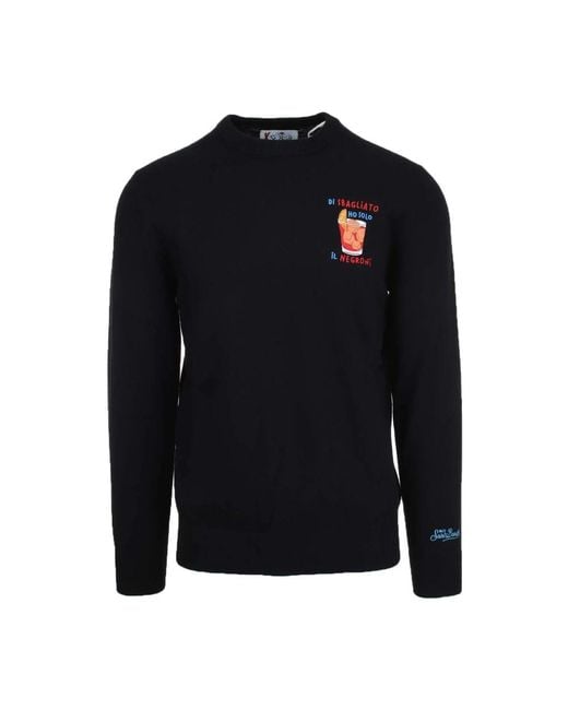 Mc2 Saint Barth Blue Round-Neck Knitwear for men