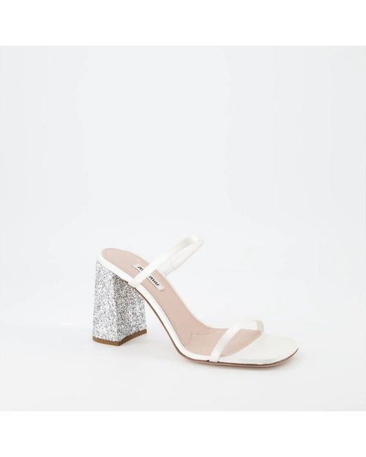 Miu Miu Heeled Mules in het White