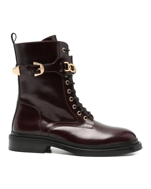 ADRIANNA FERETTI Brown Lace-Up Boots
