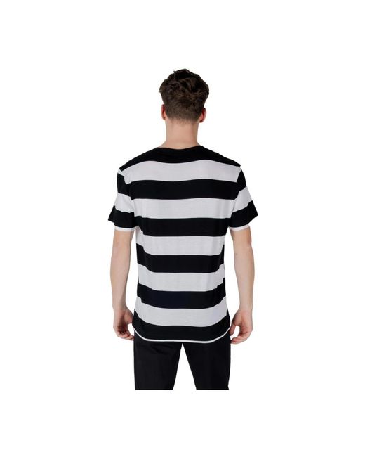 HUGO Gestreiftes Baumwoll-T-Shirt Kurzarm in Black für Herren
