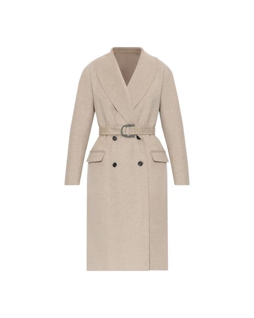 Ferragamo Natural Double-Breasted Coats