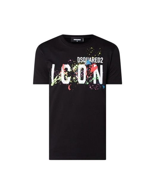 Icon splatter cool camiseta negra DSquared² de color Black