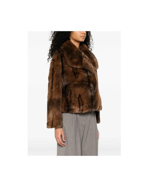 Ba&sh Brown Foxy Faux Fur Mantel