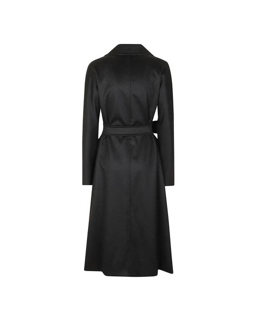 Max Mara Zwarte Wollen Double-Breasted Jas in het Black