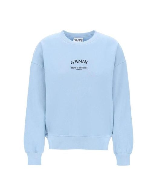 Ganni Blue Sweatshirts