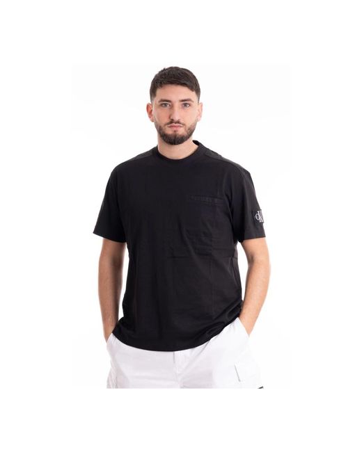 Calvin Klein Mixed media t-shirt in Black für Herren