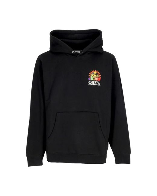 Obey Schwarzer fleece hoodie streetwear stil in Black für Herren