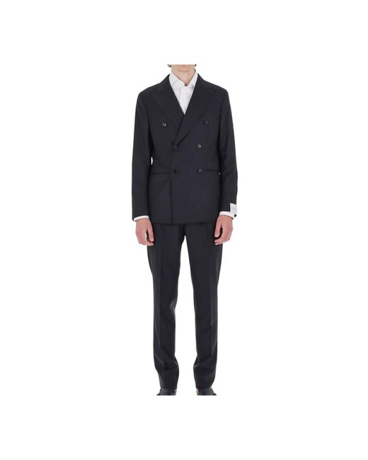 Caruso Black Double Breasted Suits for men