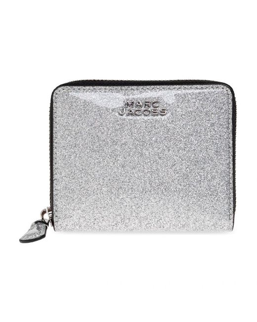Marc Jacobs Accessoires ,Grijs ,Brocade Portemonnee Met Logo in het Metallic