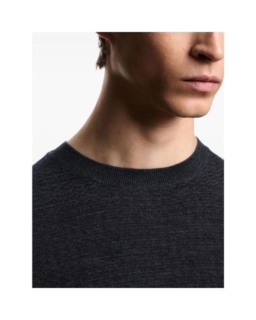 Emporio Armani Blue Wool Crewneck Jumper for men