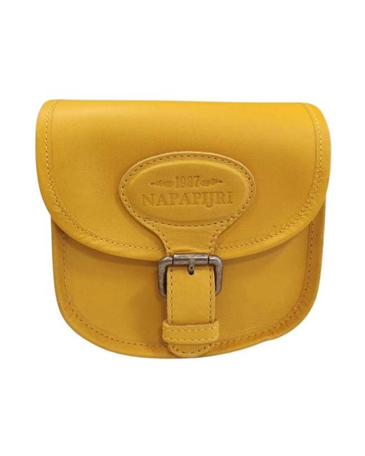 Napapijri Yellow Gelbe Leder Damen Tasche Made