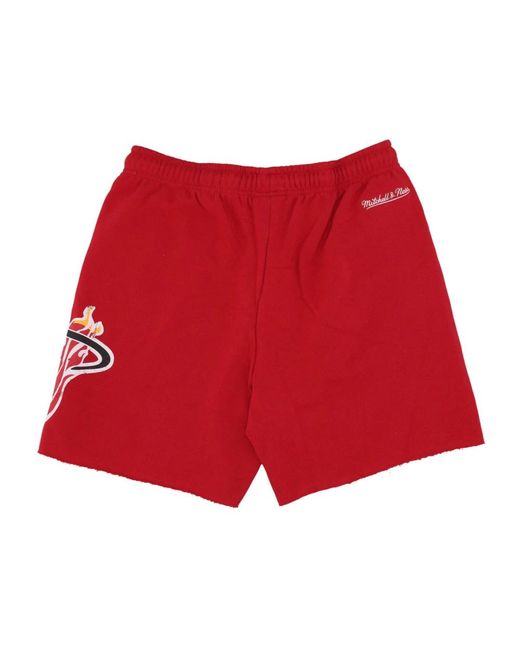 Mitchell & Ness Fitness ,Rood ,Katoen Miami Heat Vintage Logo Fleece Shorts in het Red voor heren