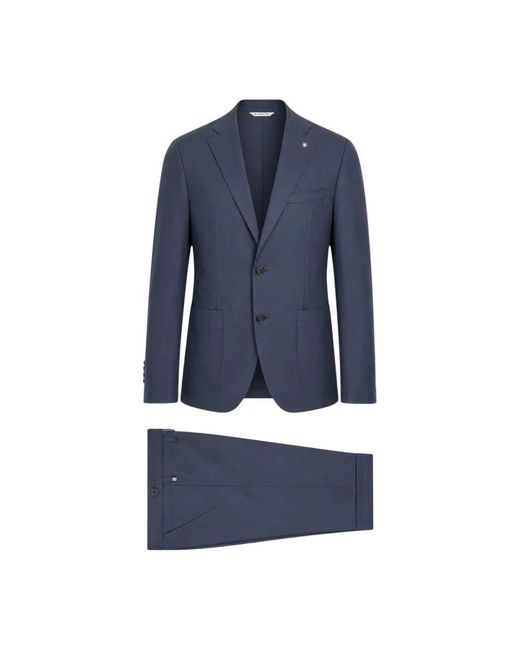 Manuel Ritz Blue Single Breasted Suits for men