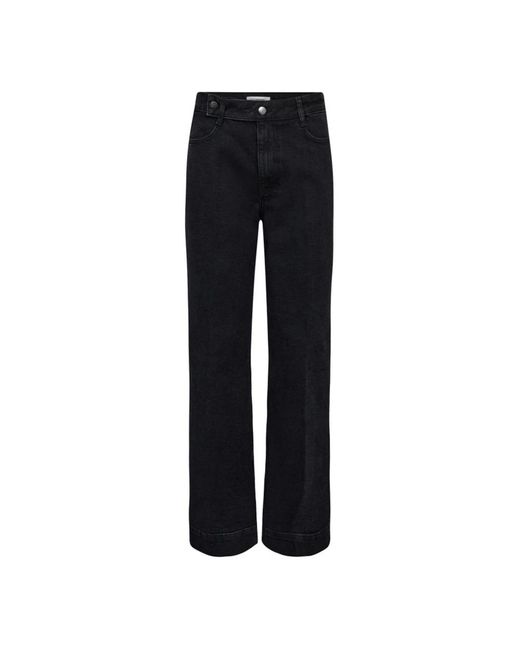 co'couture Jeans ,Zwart ,Katoen Zwarte Straight Leg Jeans Met Persplooien in het Black
