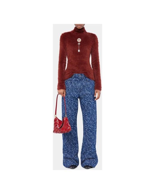 Rabanne Truien & Vesten ,Bruin ,Turtleneck Top Met Lange Mouwen in het Red