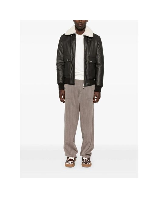 Eleventy Black Leather Jackets for men