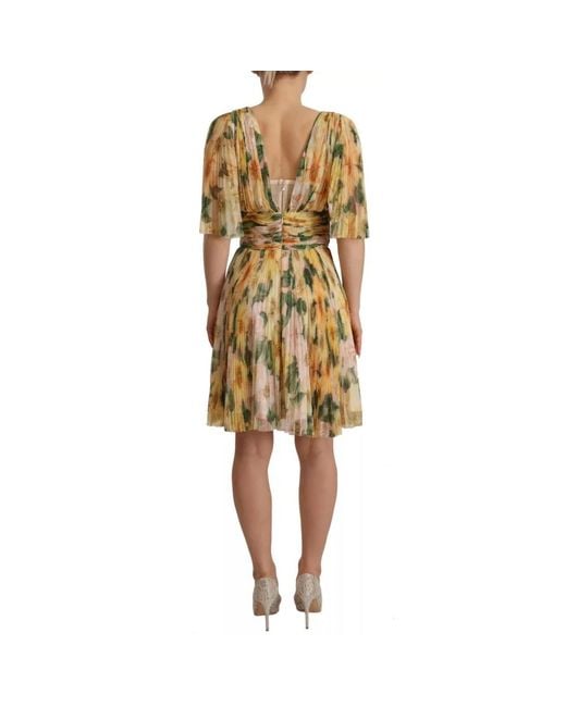 Dolce & Gabbana Yellow Gelbes Blumenmuster Maxikleid